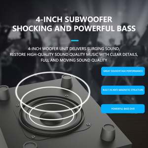 Haut-parleurs d'ordinateur de bureau multimédia actifs 2.1 en bois avec carte audio Bluetooth et subwoofer intégré - Product Image 4