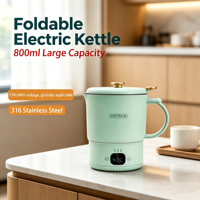 Bouilloire électrique intelligente à température constante de grande capacité, bouilloire automatique pliable en acier inoxydable portable pour l'extérieur