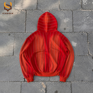 Sweat à capuche vintage zippé de haute qualité avec logo rayé personnalisé, effet délavé à l'acide, en molleton bouclette, idéal pour sérigraphie et strass, effet soleil éclairé - Product Image 2