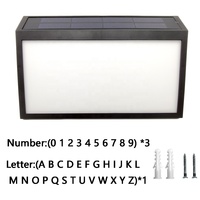 Lampe solaire LED pour numéro de maison, extérieur, étanche, panneau d'adresse lumineux, plaque de porte de jardin, lampe murale LED