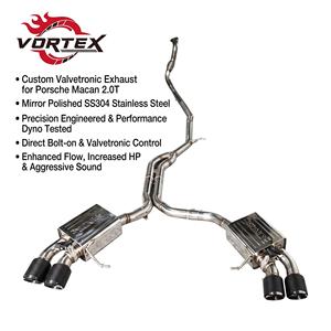 Escape Trasero Vortex de Acero Inoxidable con Válvulas para Porsche Macan 2.0T 2014-2017 con Puntas de Escape Cuádruples de Fibra de Carbono - Product Image 1