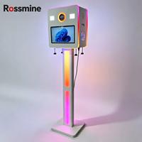 Photomaton portable ROSSMINE en alliage d'aluminium avec double écran, 2 appareils photo reflex numériques, éclairage flash, impression instantanée, garantie 1 an