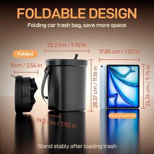 <span class=keywords><strong>Poubelle</strong></span> pour ordures de voiture: <span class=keywords><strong>poubelle</strong></span> de voiture en silicone étanche avec couvercle pour conducteurs et passagers; Conteneur à ordures de 1.9 gallons - Product Image 5