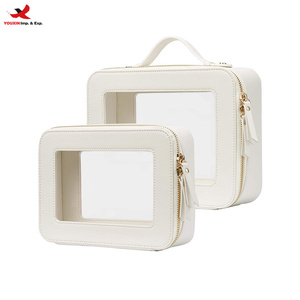 Luxury Waterproof Letter Pouch Zipper <b>Cases</b> for Travel Toiletry Clear PVC Window PU Cosmetic <b>Makeup</b> Bags RTS Bulk Mixed Order - Product Image 1