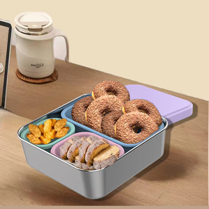 Boîte à bento en acier inoxydable résistant aux fuites sans BPA lavable au lave-vaisselle pour le <span class=keywords><strong>bureau</strong></span> de l'école et les enfants à 3 compartiments Hot Seller - Product Image 1