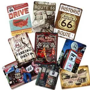 Vintage Route 66 tanda timah logam Retro pria plak garasi gua poster logam antik tanda timah Retro untuk rumah dapur Bar kopi S