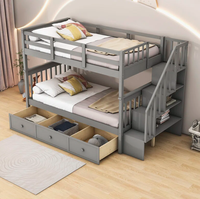 Lit superposé en bois de pin massif avec tiroirs, design moderne, mobilier de maison, style chinois, pour chambre à coucher, appartement ou école