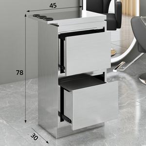 Modern Simple Gold Silver Black Two-Layer Stainless Steel Barber Shop Station Hair Salon <b>Trolley</b> Wall Cabinets - Product Image 5
