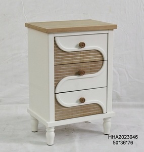 Commode de rangement à 3 tiroirs en bois blanc, style ferme moderne, faite à la main, durable, pour chambre à coucher - Product Image 1