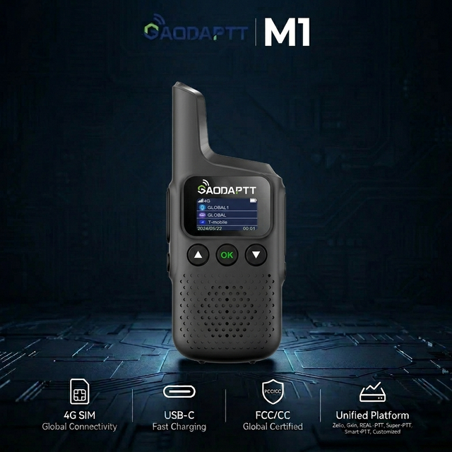 GaodaPTT M1 Handheld 4G PoC LTE Radio Walkie Talkie Unlimited Range Portable Mini Two Way Radio with SIM Card Type-C Charging