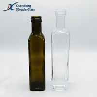 Vente en gros de bouteilles en verre vides carrées brunes/vertes Marasca pour huile d'olive de cuisine, avec bouchon à vis, 100 ml, 250 ml, 500 ml, 750 ml, 1 l