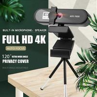 Webcam 4K HD Penuh dengan Mikrofon, Kamera Web 4K untuk Komputer PC Laptop Mac YouTube Skype Video 4K