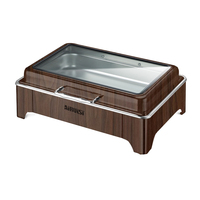 6L 9L Électrique En Acier Inoxydable Rectangulaire Hydraulique Hot Pot Hôtel De Luxe Réchauffeur De Nourriture avec Finition De Grain De Bois pour Buffet Ensemble