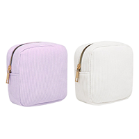 Pochette cosmétique carrée en velours côtelé JOYSUN avec fermeture éclair, sac de rangement souple, organisateur de voyage léger et portable pour femmes au quotidien