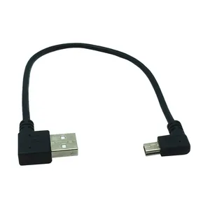 New 90 Degree Angled Mini USB Cable Mini 27cm USB to USB 2.0 Data Sync Charger Cable for Mobile Phone MP3 MP4 Camera