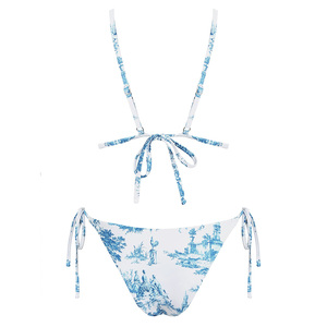 Bikini a triangolo da donna con stringhe floreali Bikini Set due pezzi costume da bagno personalizzato giovane Sexy Bikini Hot - Product Image 4