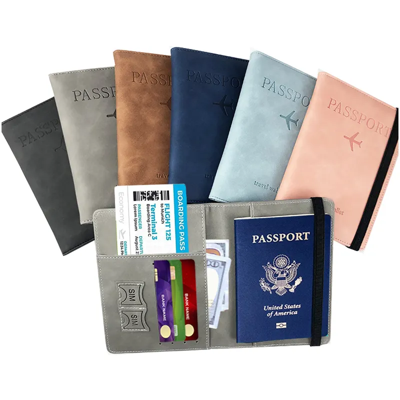 売れ筋PUレザーパスポートカバーRFIDマルチカードパスポートカバーホルダー安全な旅行財布