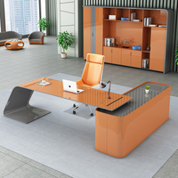 Meubles de bureau de luxe en forme de L, bureau de direction, bureau de cadre, bureau de PDG avec armoire latérale de rangement