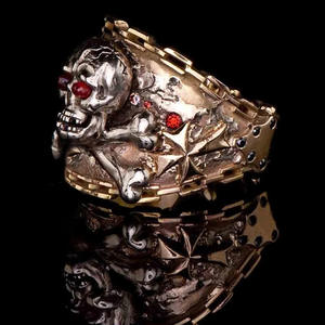 Bague squelette H165 pour homme avec zircon cubique rouge serti à griffes, bijou fantaisie, cadeau - Product Image 3
