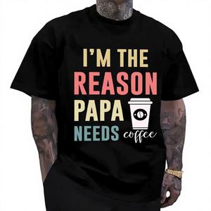 T-shirt unisexe en pur coton, drôle et mignon, essentiel pour homme, vêtement basique, cadeau pour papa, fabriqué pour le modèle MBT-1509466116A03 - Product Image 1