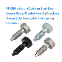 VEICHU Industrial Stainless Steel Zinc Coarse Thread Knurled Knob Self-Locking Screws Bolts Retractable Index Spring Fasteners
