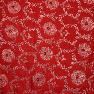 Tela de Saree de Seda Banarasi con Jacquard Floral Brocado - Product Image 4