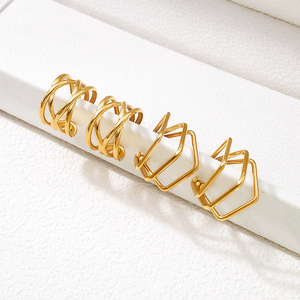 Vente en gros de bijoux sans ternissement en acier inoxydable à la mode boucles d'oreilles à clip en plaqué or 18 carats non percées pour femmes - Product Image 6