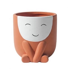 Macetas de cerámica <span class=keywords><strong>con</strong></span> diseño creativo de <span class=keywords><strong>cara</strong></span> sonriente y logotipo personalizado para plantas de interior y exterior, macetas multicolores - Product Image 5