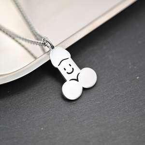 Collana di tendenza del pene preservativo per le donne degli uomini divertente carino Kpop titanio acciaio sorridente viso pendente maglione catena gioielli di coppia - Product Image 6
