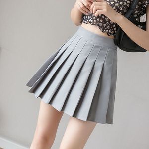 Mini-jupe plissée taille haute, couleur unie, coupe trapèze, pour femme, style coréen, en tissu polyester, collection automne - Product Image 4