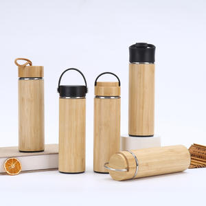 BORGE özelleştirilmiş vakum ahşap bambu çay demlik ve kolu kapakları ile çift katlı termos paslanmaz çelik su şişesi Tumbler - Product Image 2