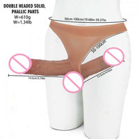 Dildo double tête à sangle en silicone liquide solide, culotte portable pour lesbiennes
