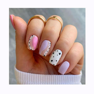 Etiqueta Privada personalizada <span class=keywords><strong>de</strong></span> larga duración, OEm ODM, patrón <span class=keywords><strong>de</strong></span> <span class=keywords><strong>vaca</strong></span> transparente corto cuadrado, prensa <span class=keywords><strong>de</strong></span> lujo en puntas <span class=keywords><strong>de</strong></span> <span class=keywords><strong>uñas</strong></span> postizas, nuevo diseño - Product Image 1