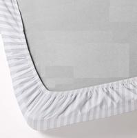 Drap de lit en coton blanc à rayures de qualité d'hôtel, drap plat, ensemble de drap-housse pour hôtels