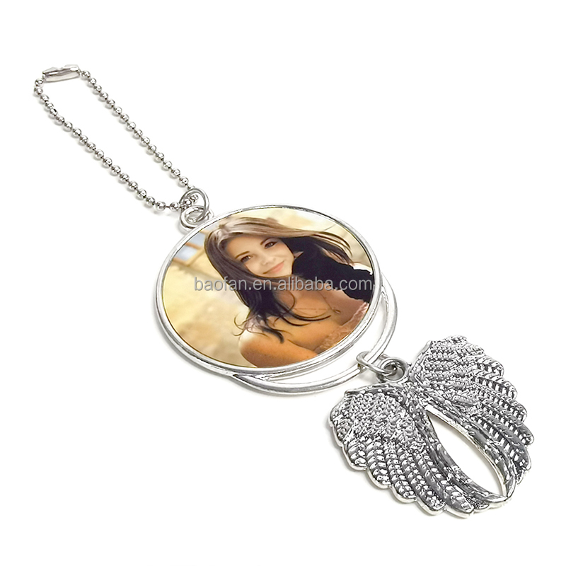 Двухсторонние сублимационные заготовки, украшение для автомобиля, кулон на заказ, ожерелье, крылья ангела