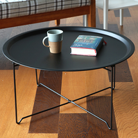 Table basse ronde en métal de grande taille, pliable, avec revêtement en poudre blanche, style antique, pour salon, meubles de maison, vente en gros