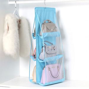 The Best Hanging Purse Organizer Handbag Organizer Homewares Nonwoven 6 Pockets Hanging Closet Storage Bag for Closet - Product Image 2