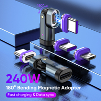 3 en 1 240W 180 Adaptateur magnétique TYPE-C de flexion 16pin C vers Micro USB-C I-Product Fast Charging & Data Sync Converter Adapter