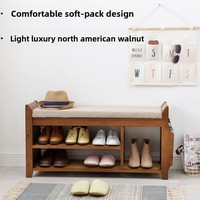 Meuble à chaussures en bambou de style chinois avec une seule porte, étagère à chaussures multifonctionnelle et tabouret de rangement pour la maison
