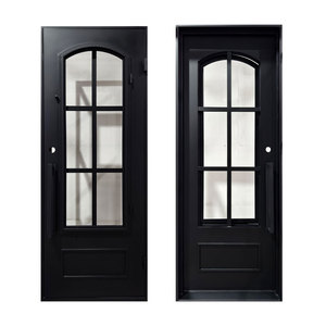 Porte <span class=keywords><strong>d</strong></span>'entrée contemporaine en fer forgé simple, battante, extérieure, pour appartement, finition thermolaquée, entretien facile - Product Image 2