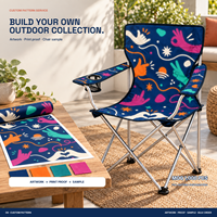 Chaise de camping à dossier haut en gros avec porte-gobelet latéral et logo et motif personnalisés pour les rassemblements sociaux en extérieur