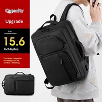 Mochila de Mezclilla Personalizada Baiweishi para Hombre, Nuevo Modelo, Color Sólido, Cierre de Cremallera, Puerto de Carga USB, Bolsa para Portátil de Negocios, 20-35L