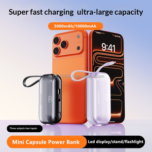 Mini <span class=keywords><strong>batterie</strong></span> <span class=keywords><strong>externe</strong></span> de poche 5000 mAh PD 22,5 W Charge rapide Mini <span class=keywords><strong>chargeur</strong></span> portable avec câbles Support de téléphone Lampe torche Affichage LED - Product Image 5
