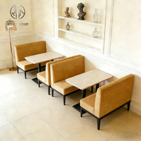 Table ronde en marbre courbée pour restaurant, banquette, canapé, chaise, mobilier pour café