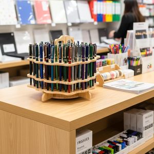 Wooden Rotatable <b>Pen</b> Holder Solid Wood <b>Multi</b> Functional Display Rack For <b>Pens</b> Makeup Brushes 26.1x27.9cm - Product Image 1