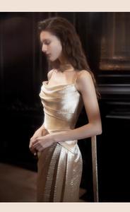 Женское блестящее вечернее платье-русалка, модное плиссированное, элитное, для помолвки, роскошное, для банкета, для невесты, выпускного вечера - Product Image 3