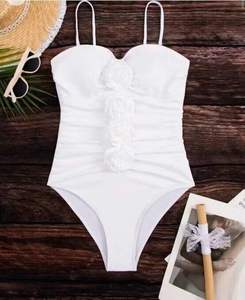 TW blanco 3D Flor de una pieza traje de baño trajes de baño mujeres novia Bandeau traje de baño - Product Image 3