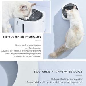 Distributeur d'eau automatique rechargeable pour animaux de compagnie en plastique avec filtre, capteur infrarouge à trois côtés, induction, 30 cm, capacité de 1,5 L - Product Image 3