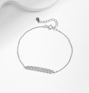 S925 Silver Minimalist catches light beautifully Chain <b>Bracelet</b> With Round Diamond Bezel Setting For Women's Everyday Wear - Product Image 3