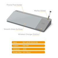 Tableau effaçable à sec en verre Organisateur de rangement pour tableau blanc en verre avec station de charge sans fil